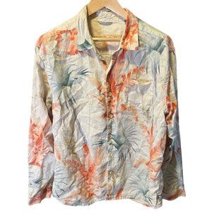Tommy Bahama Relax Linen Men’s Tropical Long Sleeved Button Up Shirt Sz XL